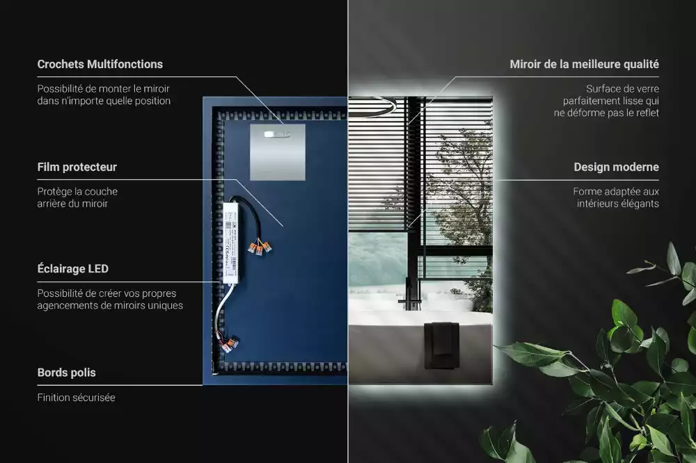 Oglindă pătrată LED modern