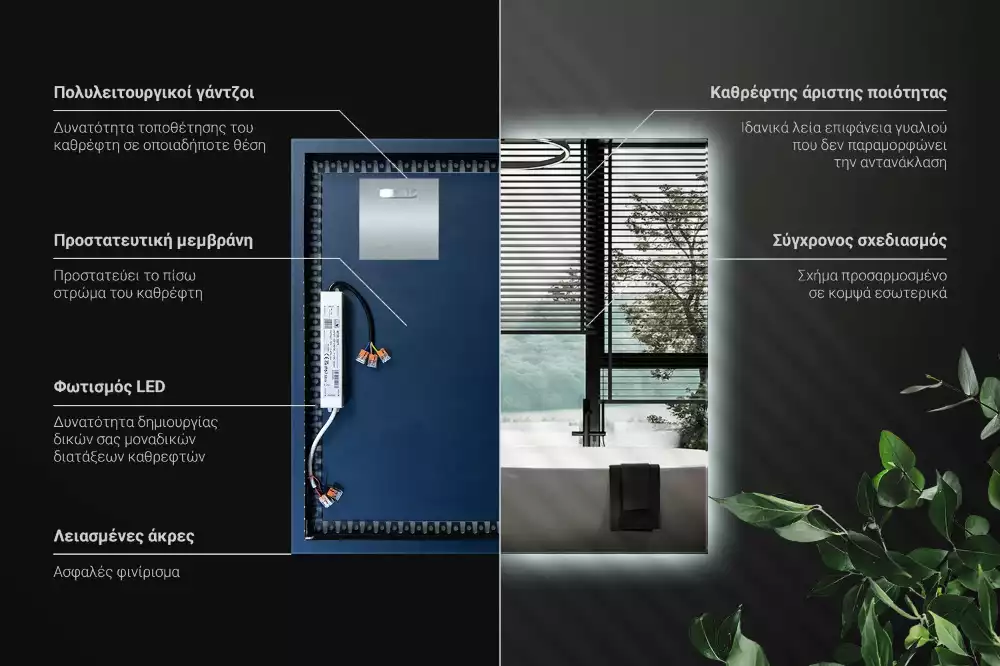 Oglindă pătrată LED modern