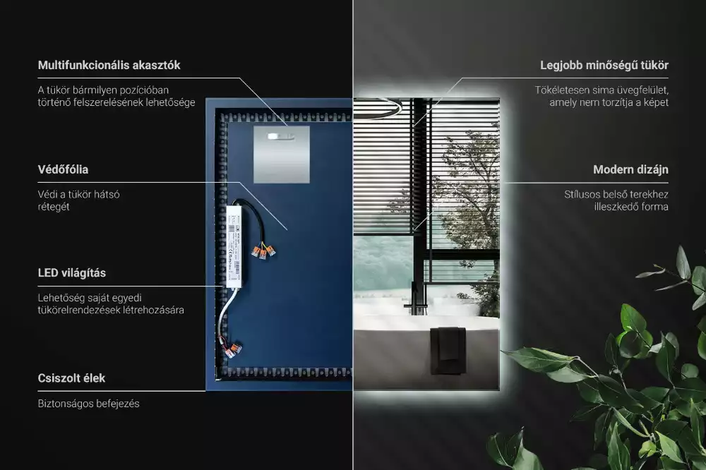 Oglindă pătrată LED modern