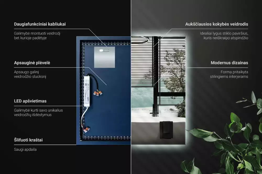 Oglindă pătrată LED modern