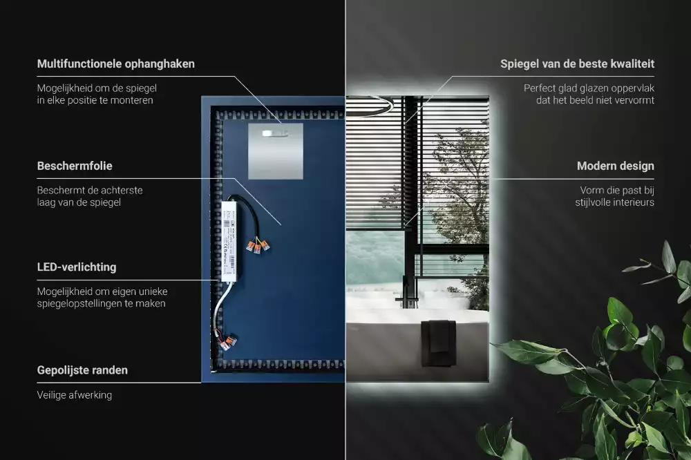 Oglindă pătrată LED modern