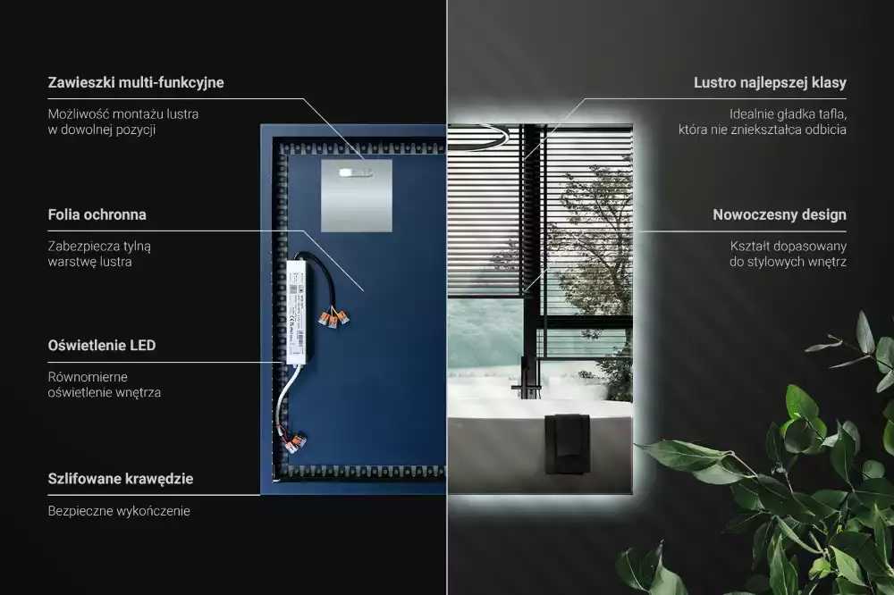 Oglindă pătrată LED modern