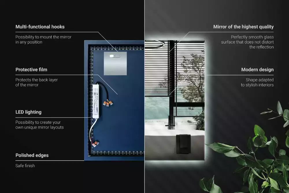 Oglindă pătrată LED modern