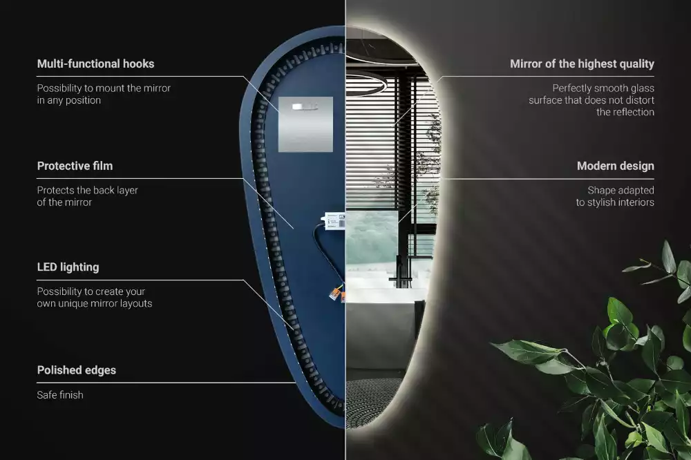 Oglindă organică cu led picătură iluminată