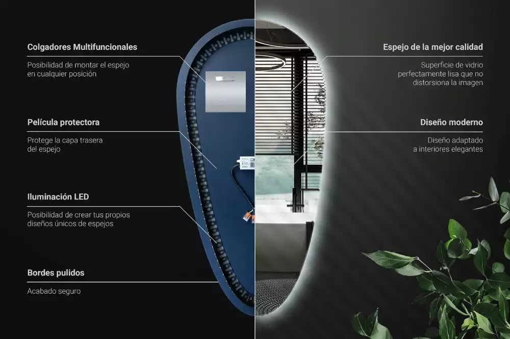Oglindă organică cu led picătură iluminată