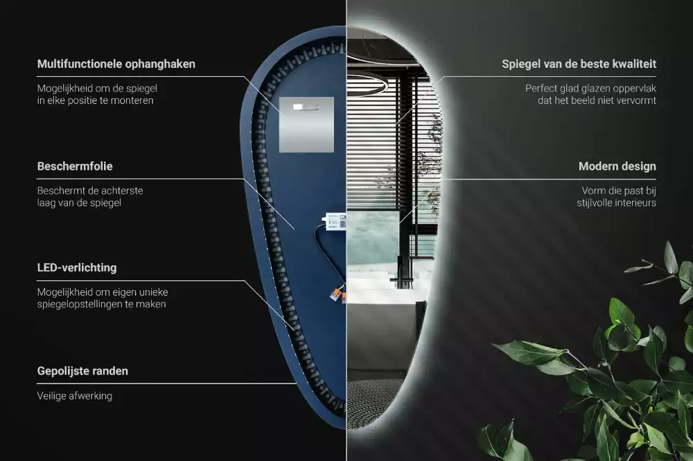 Oglindă organică cu led picătură iluminată