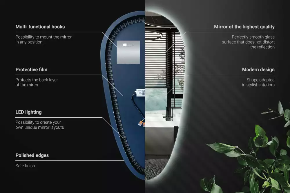 Oglindă organică cu led picătură iluminată