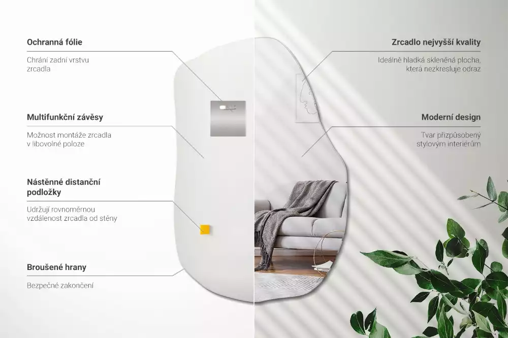 Oglinda forma neregulata cu accent de modă