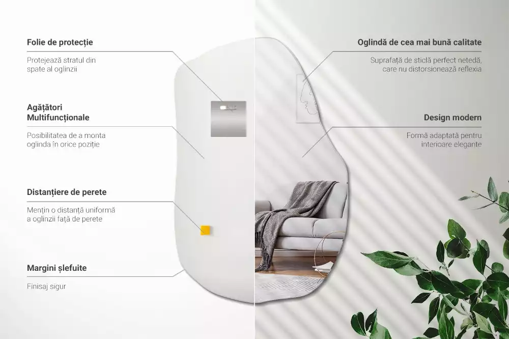 Oglinda forma neregulata cu accent de modă