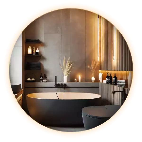 Oglindă ovală modernă cu iluminare din spate LED