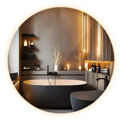 Oglindă ovală modernă cu iluminare din spate LED