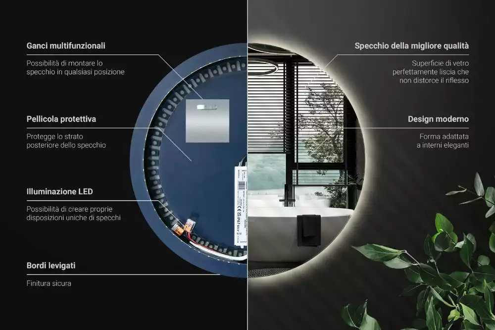 Oglindă ovală modernă cu iluminare din spate LED