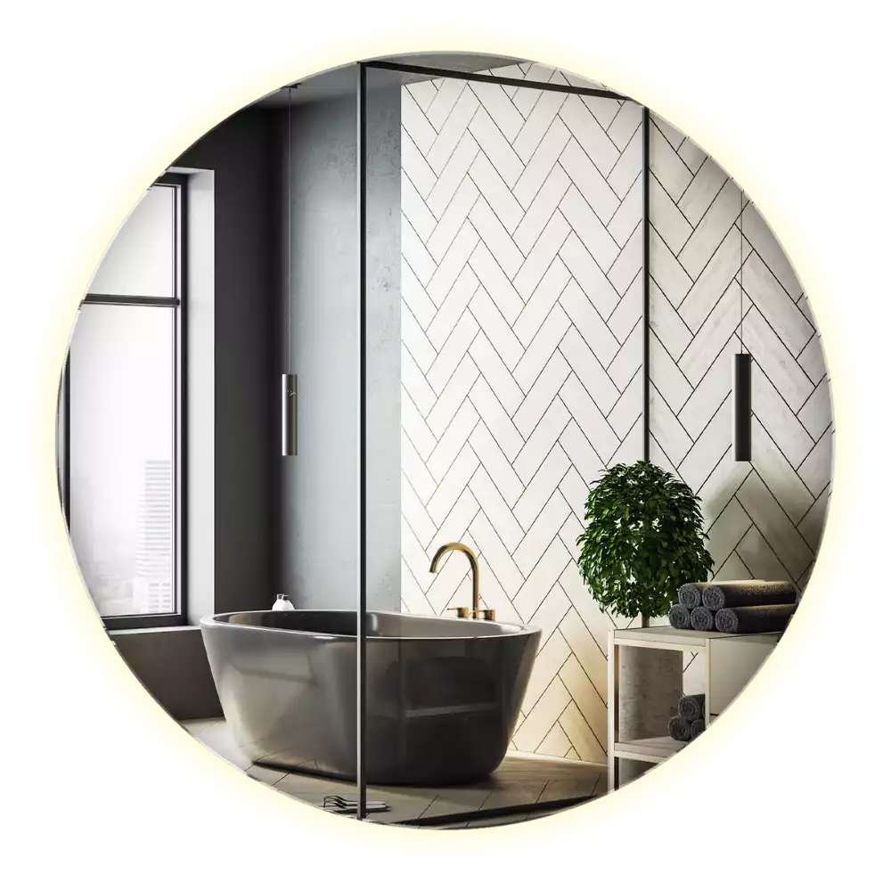 Oglindă ovală modernă cu iluminare din spate LED