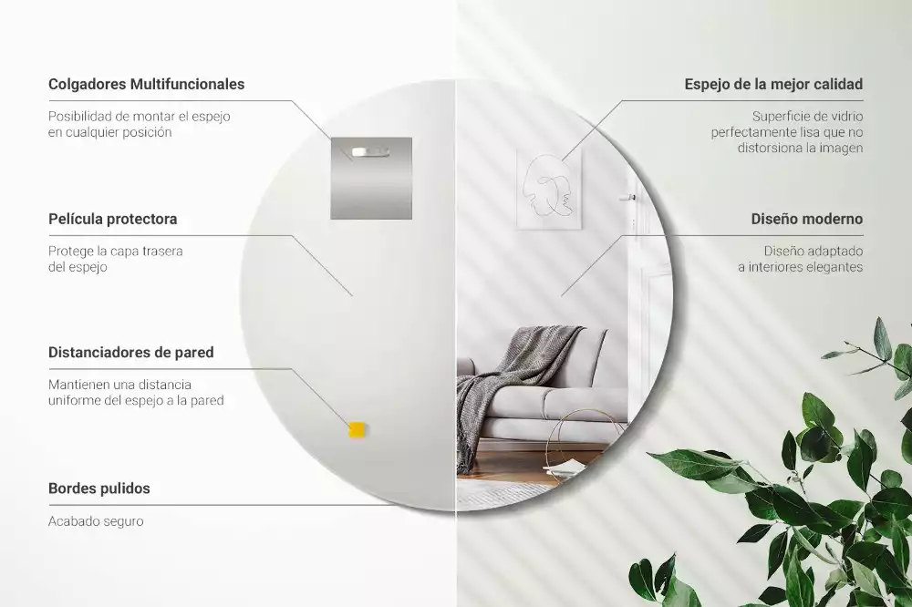 Oglindă rotundă de perete fără cadru