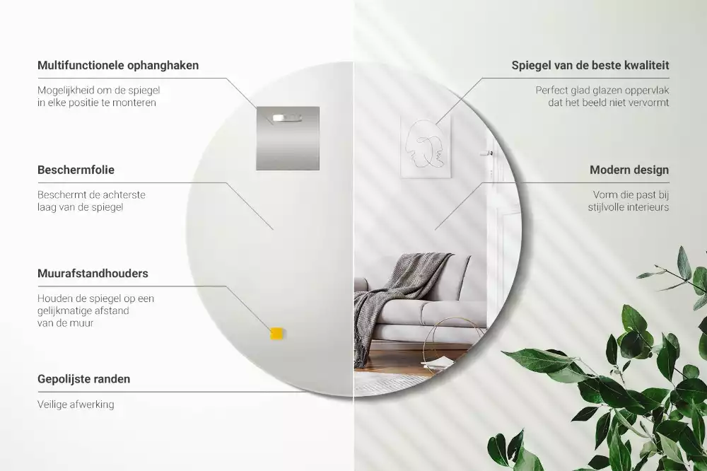 Oglindă rotundă de perete fără cadru