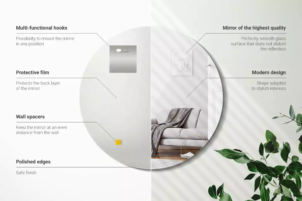 Oglindă rotundă de perete fără cadru