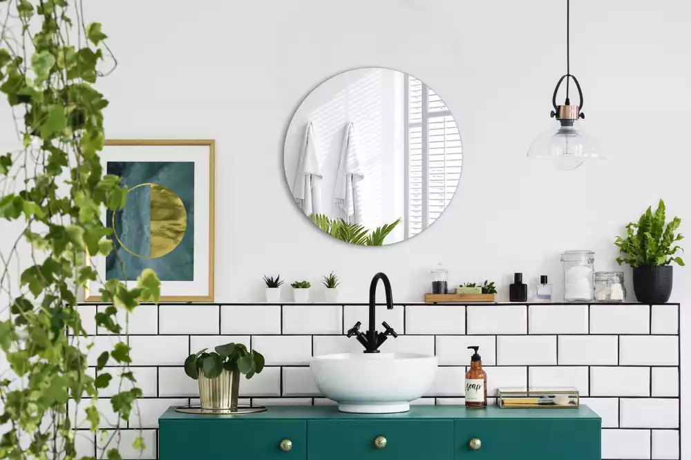 Oglindă rotundă de perete fără cadru