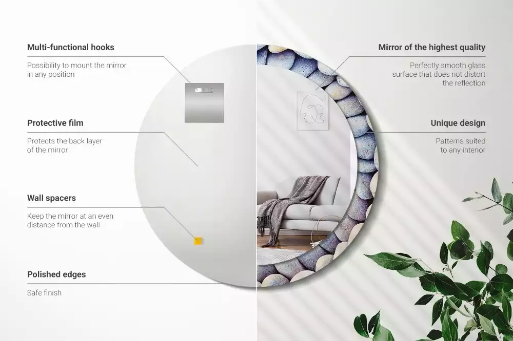 Oglindă cu decor rotundă Pietre marine cerc