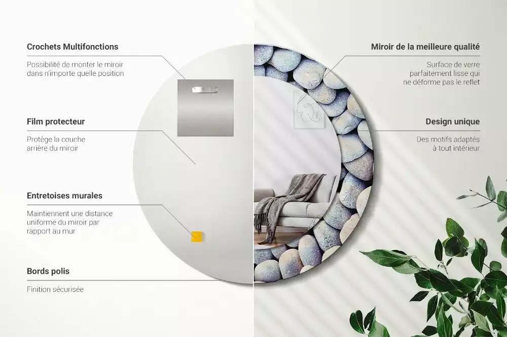 Oglindă cu decor rotundă Pietre marine cerc