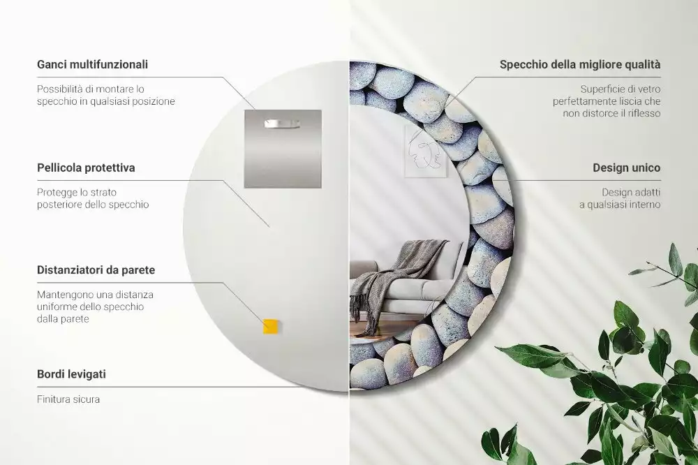 Oglindă cu decor rotundă Pietre marine cerc