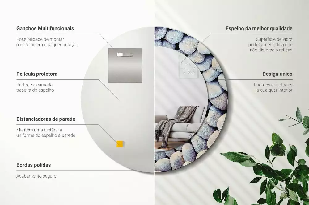 Oglindă cu decor rotundă Pietre marine cerc