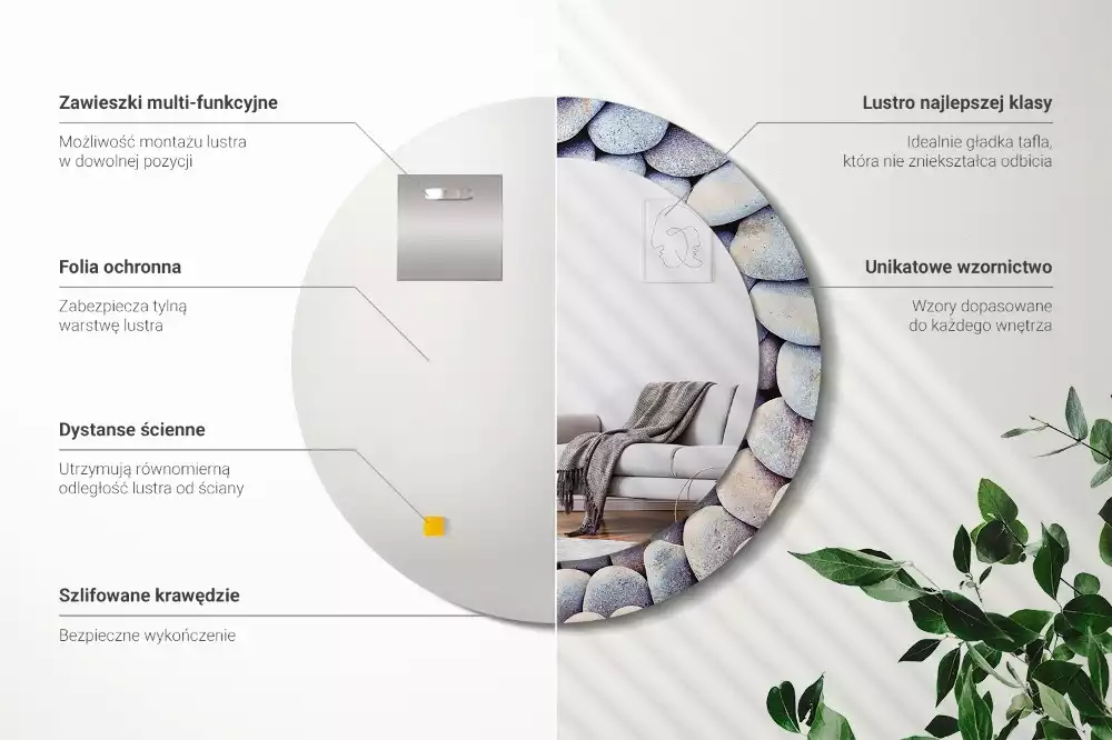 Oglindă cu decor rotundă Pietre marine cerc