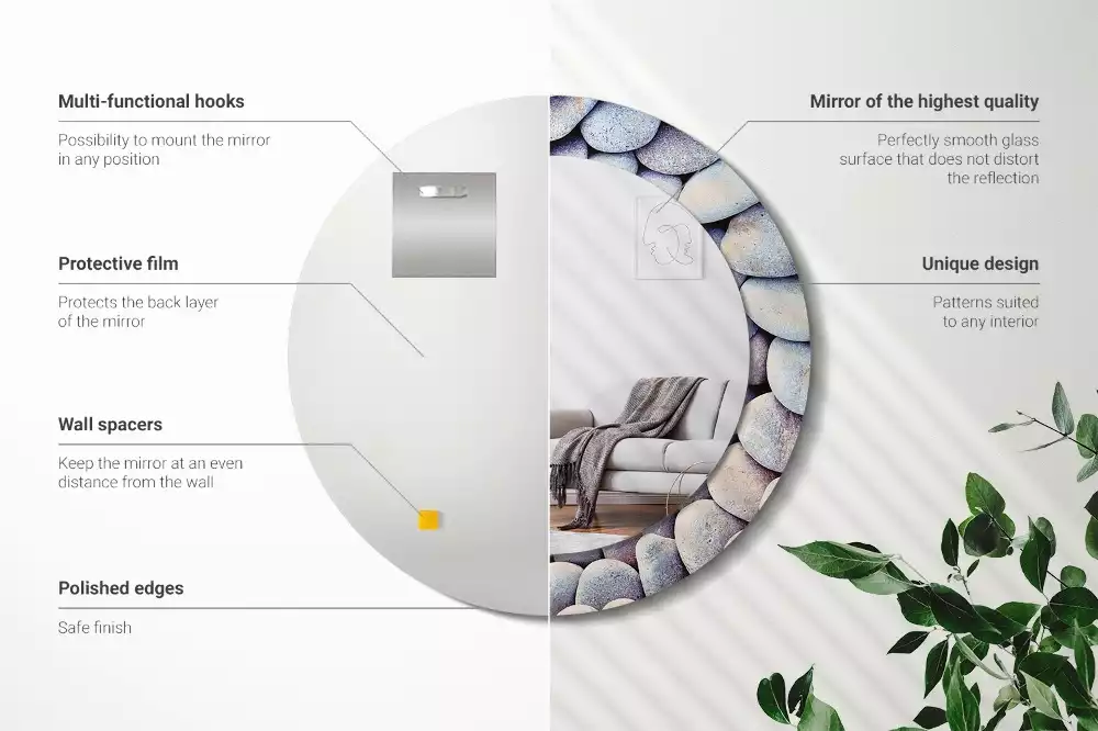 Oglindă cu decor rotundă Pietre marine cerc