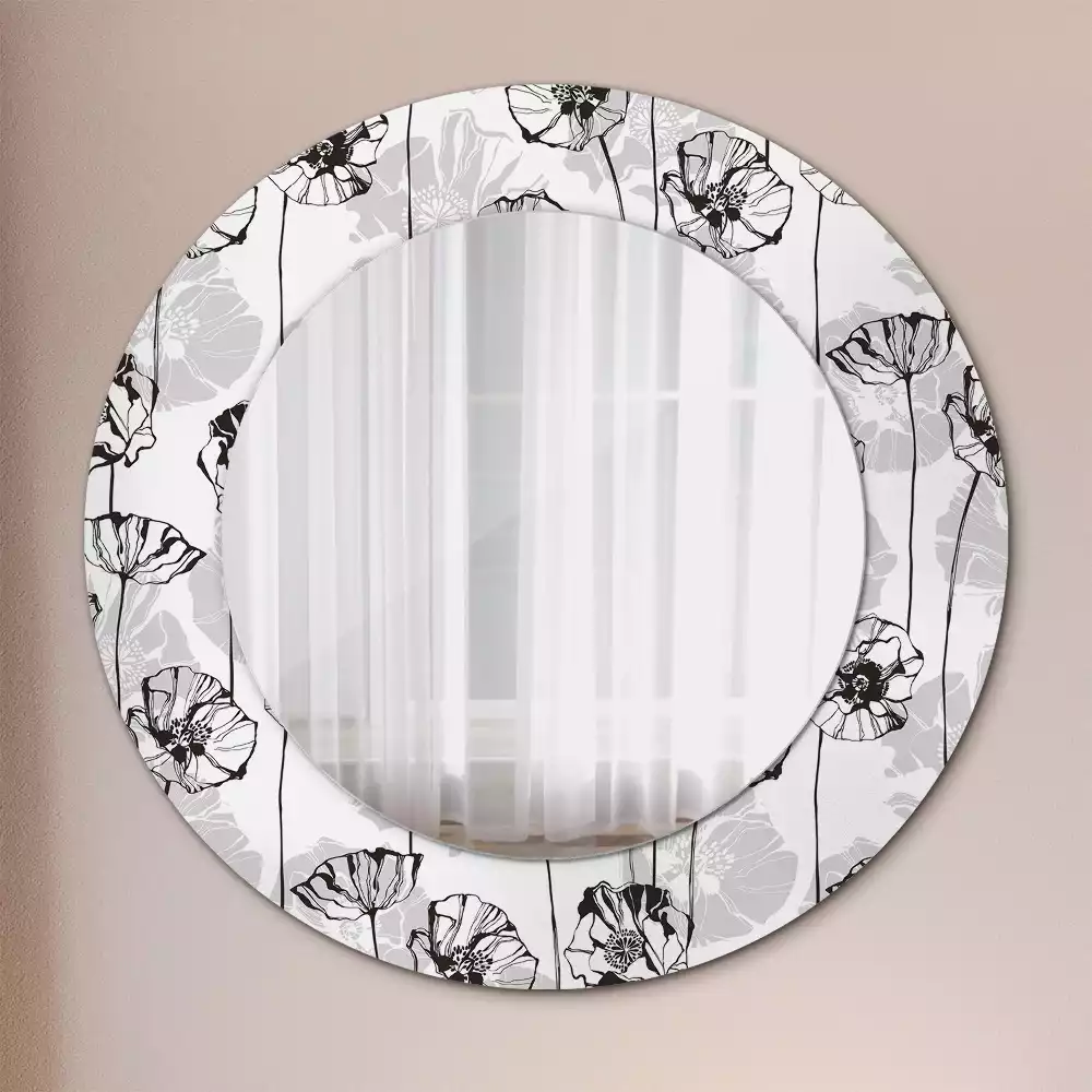 Oglindă rotundă ramă cu imprimeu Macuri flori