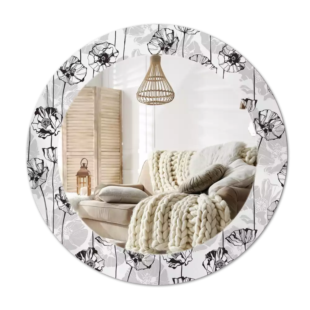 Oglindă rotundă ramă cu imprimeu Macuri flori