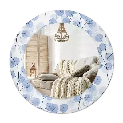 Oglindă rotundă ramă cu imprimeu Ramuri frunze