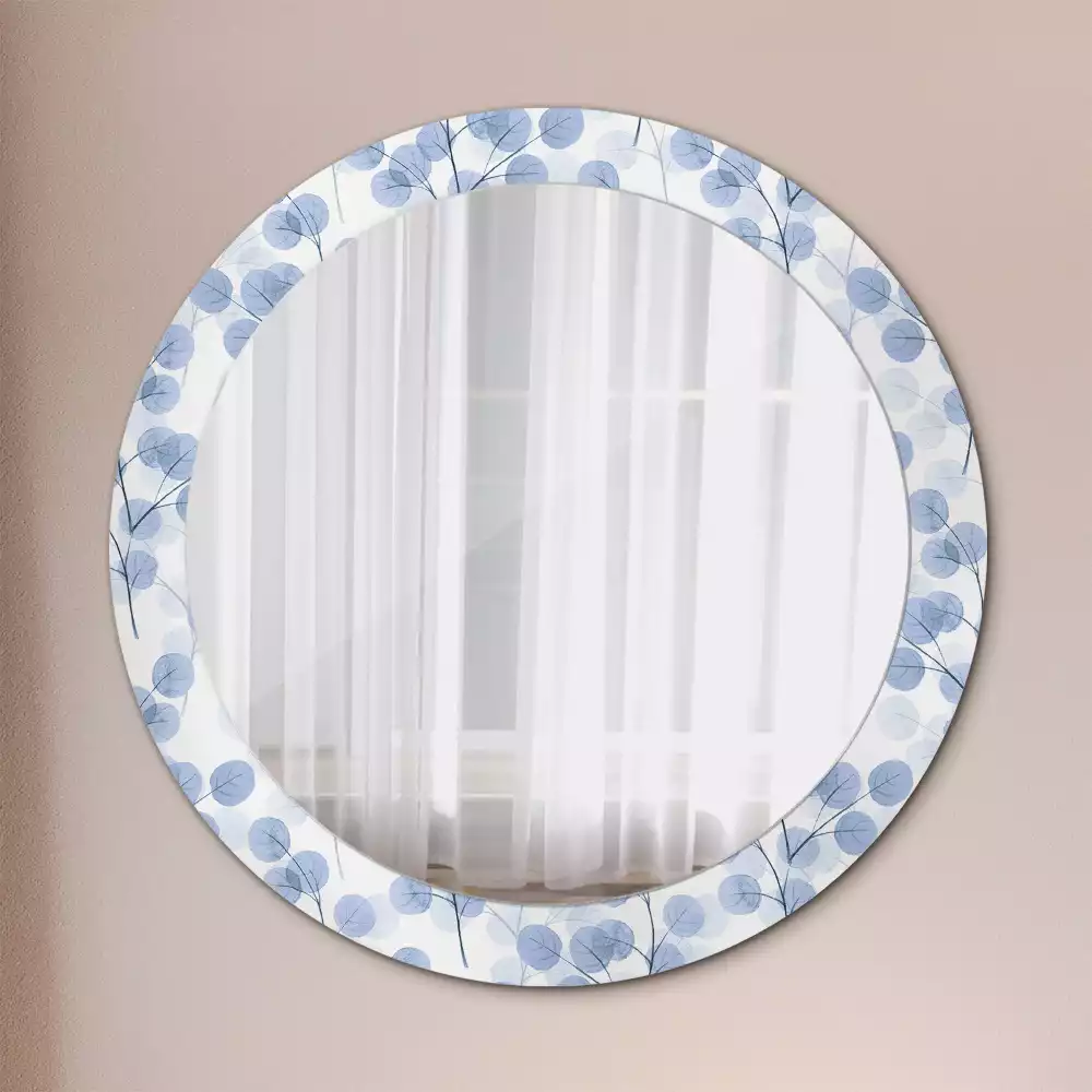 Oglindă rotundă ramă cu imprimeu Ramuri frunze