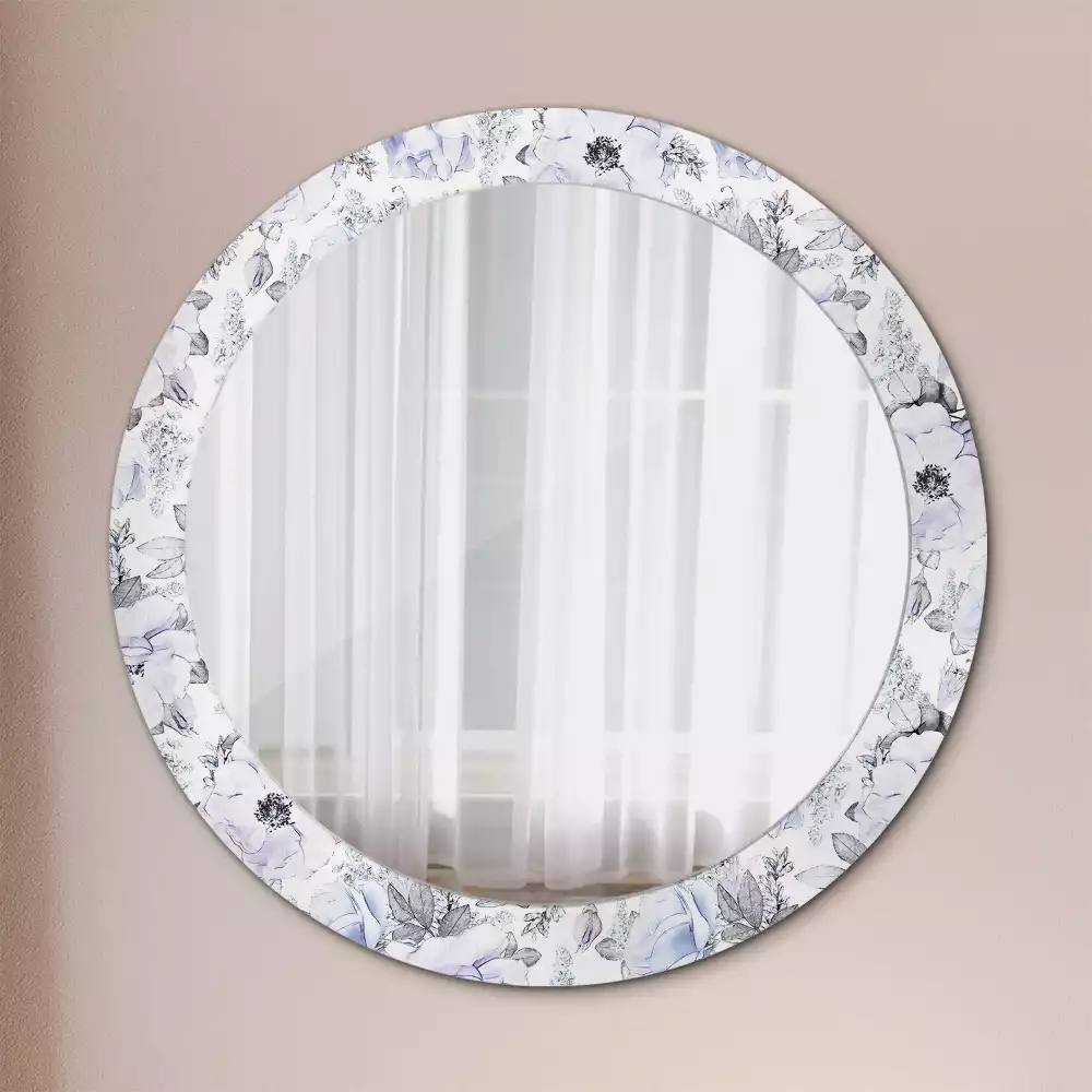Oglindă rotundă ramă cu imprimeu Trandafiri albaștri