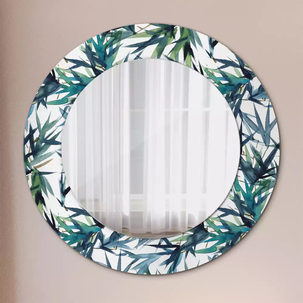 Oglindă rotundă imprimată Palmieri albaștri