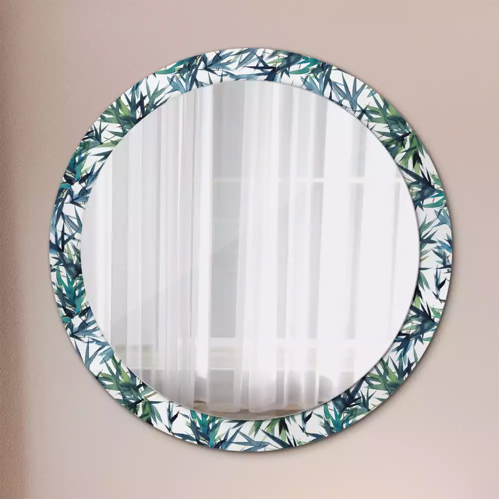 Oglindă rotundă imprimată Palmieri albaștri