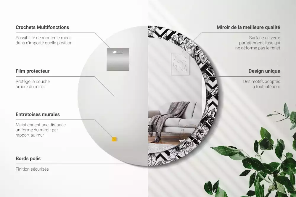 Oglindă rotundă imprimată Colibri