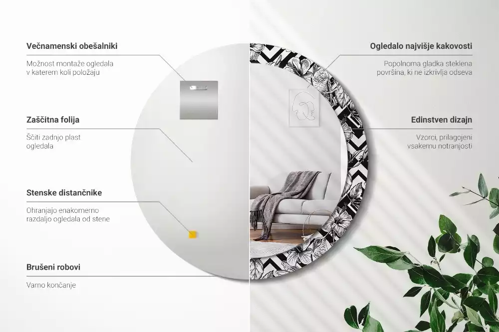 Oglindă rotundă imprimată Colibri