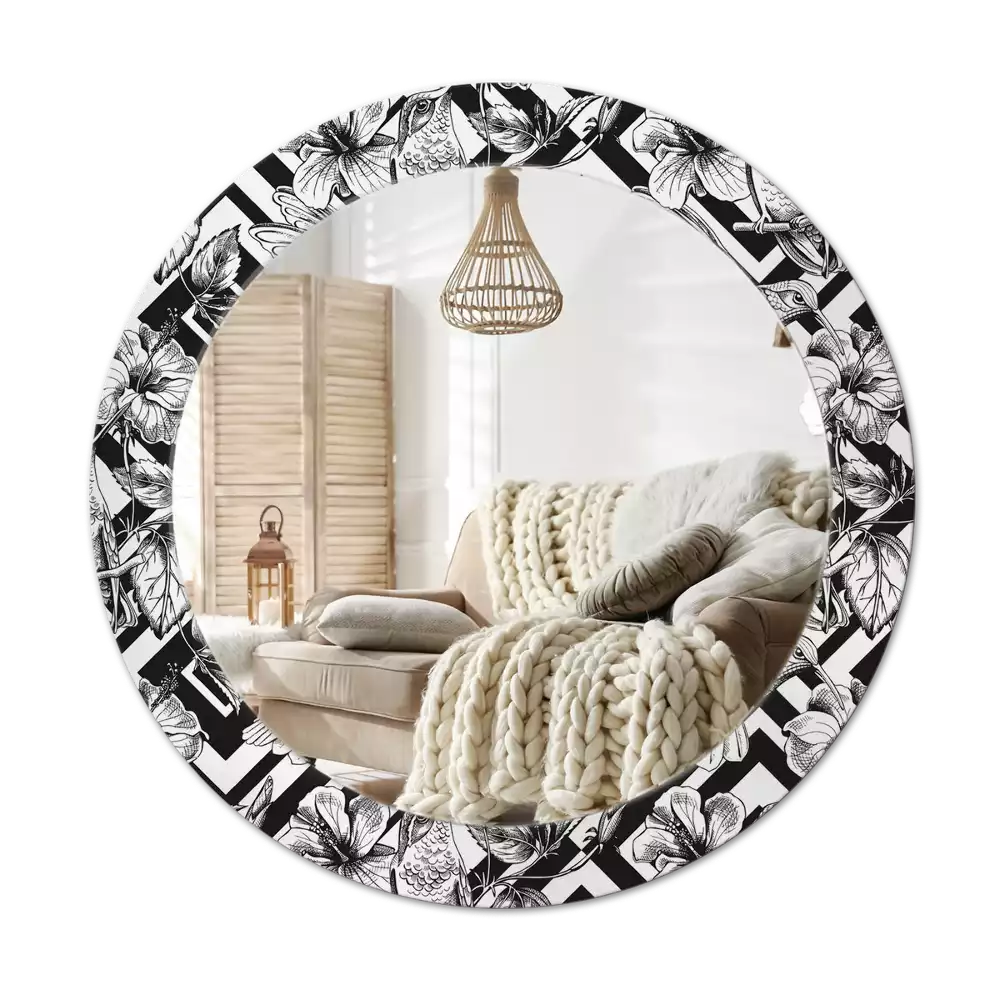 Oglindă rotundă imprimată Colibri