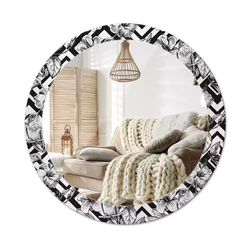 Oglindă rotundă imprimată Colibri