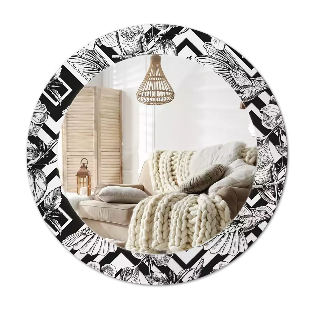 Oglindă rotundă imprimată Colibri