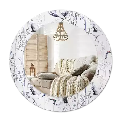 Oglindă cu decor rotundă Cocori păsări