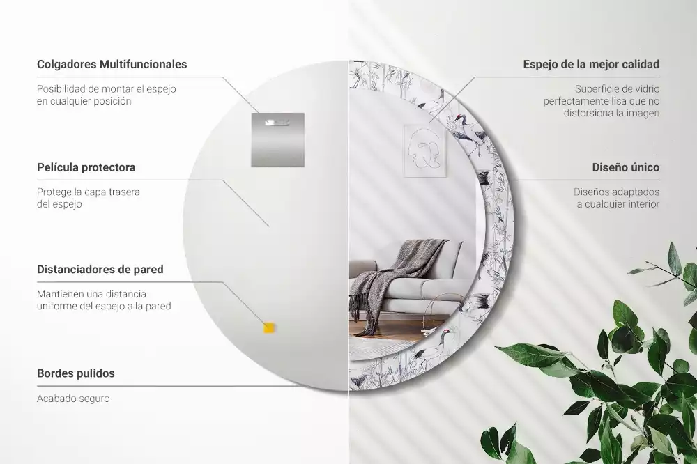 Oglindă cu decor rotundă Cocori păsări