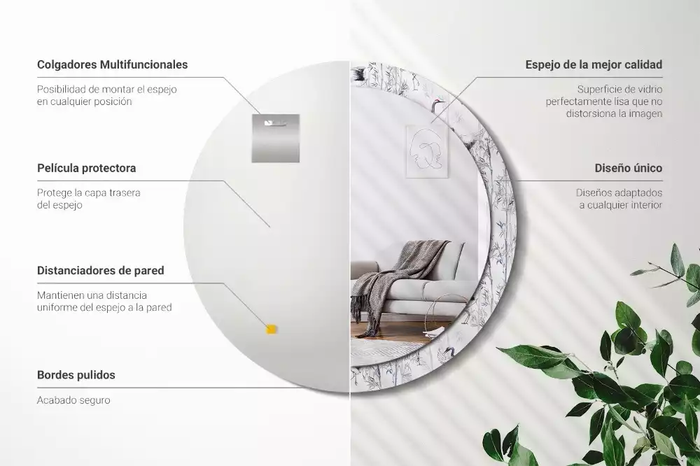 Oglindă cu decor rotundă Cocori păsări