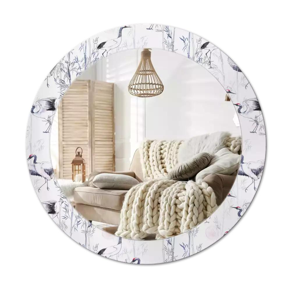 Oglindă cu decor rotundă Cocori păsări