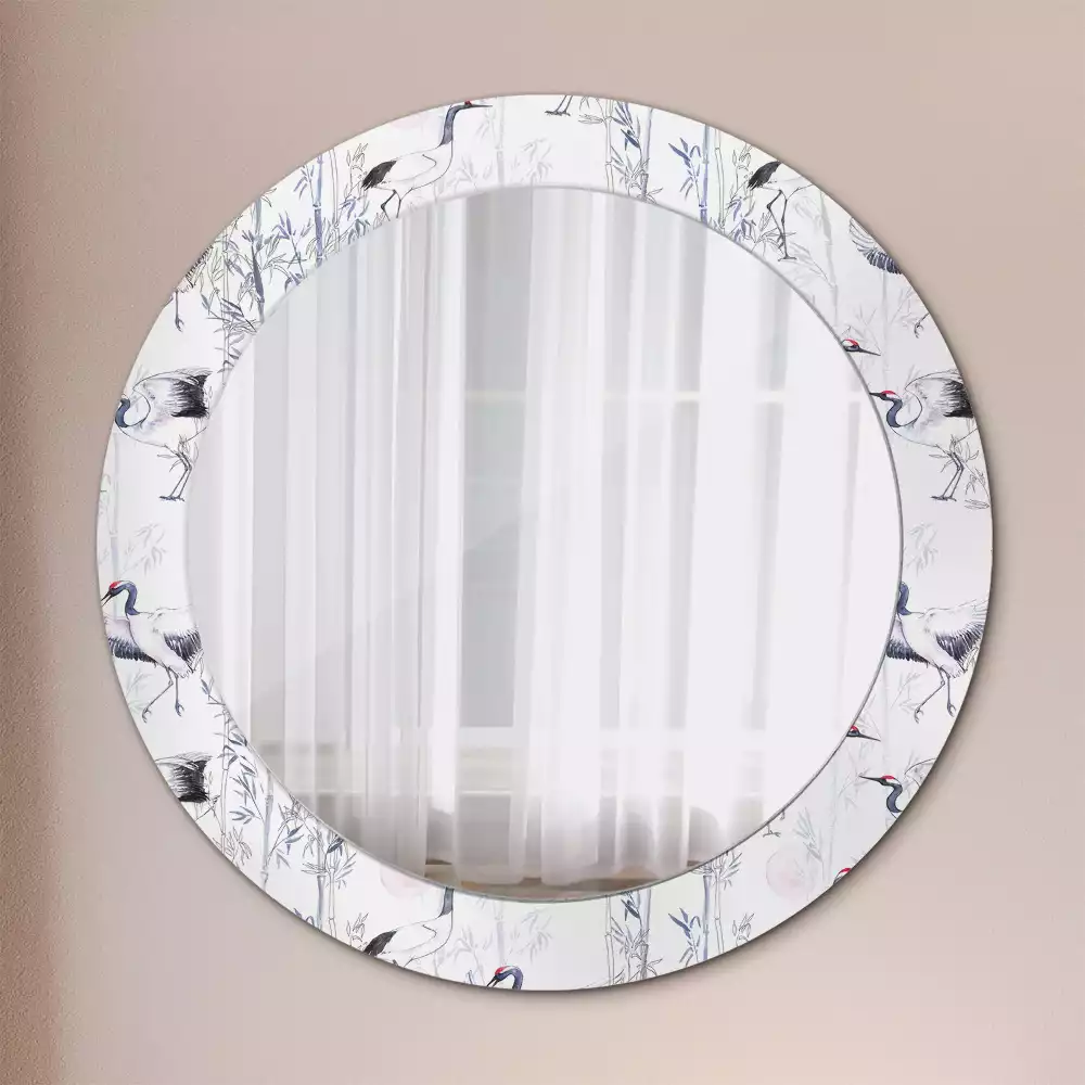 Oglindă cu decor rotundă Cocori păsări