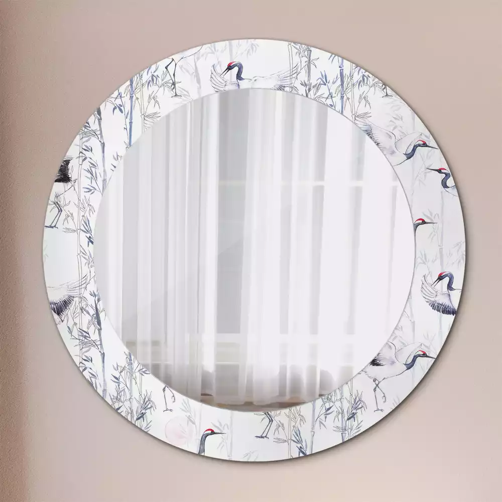 Oglindă cu decor rotundă Cocori păsări