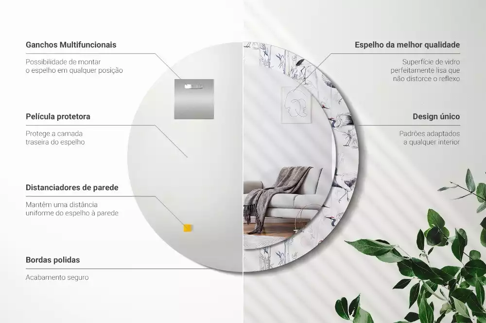 Oglindă cu decor rotundă Cocori păsări