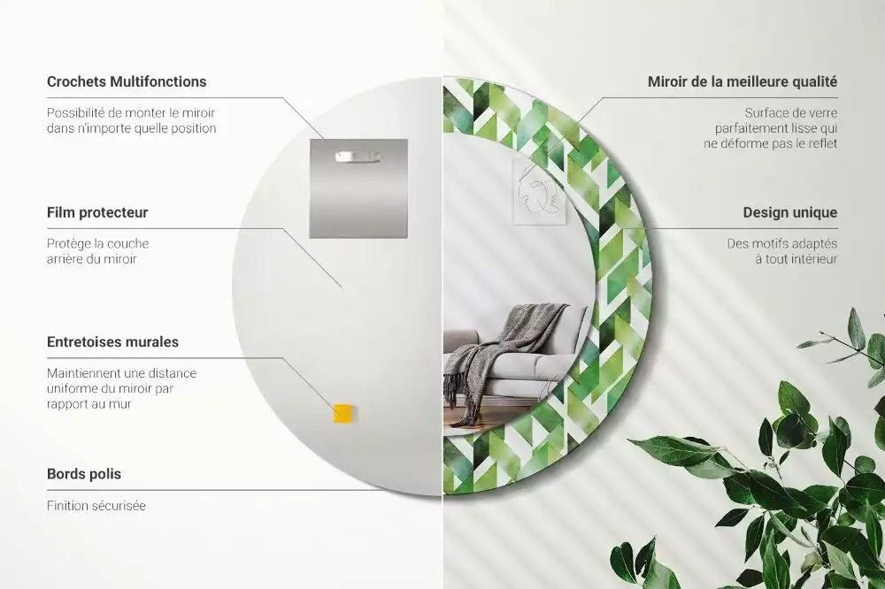 Oglindă cu decor rotundă Model chevron