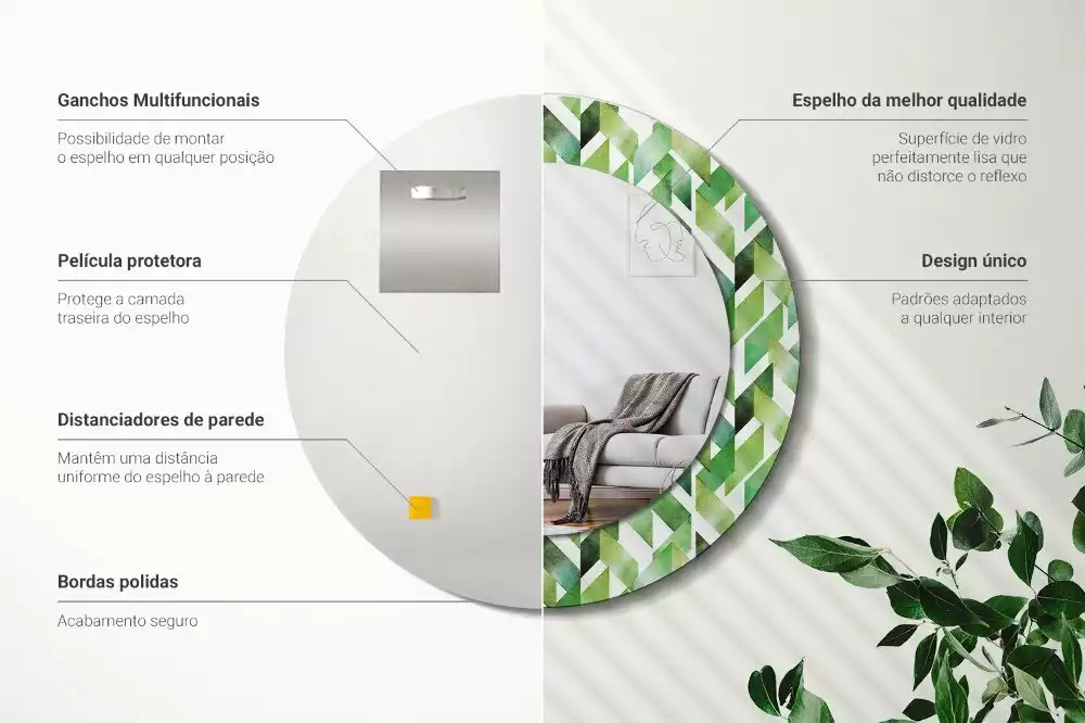 Oglindă cu decor rotundă Model chevron