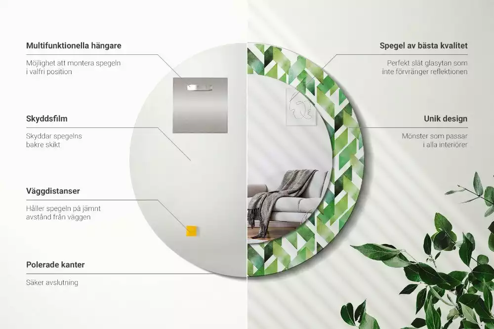 Oglindă cu decor rotundă Model chevron