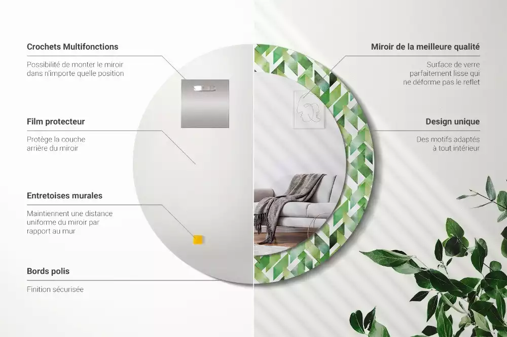 Oglindă cu decor rotundă Model chevron